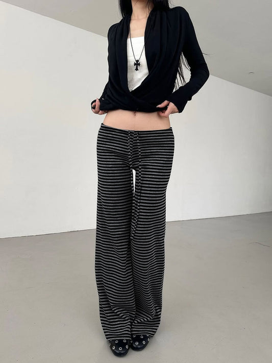 Fall 2026 new fashionable low-rise striped straight-leg slacks hot girl loose slimming versatile casual trousers trend