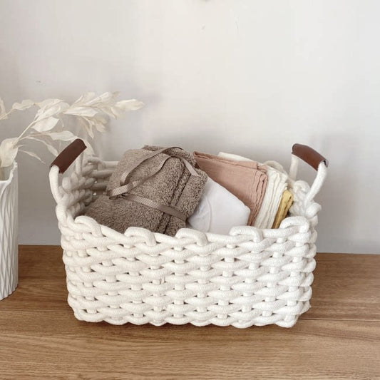 Household cotton thread storage basket woven basket dirty clothes basket snack finishing box toy storage box sundries basket laundry box