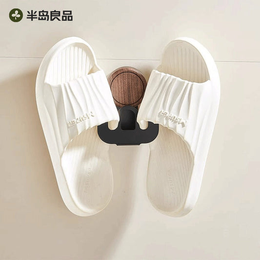 Bathroom slippers storage rack non-perforated toilet slippers drain rack suction cup wall mounted hook storage shelf Y
