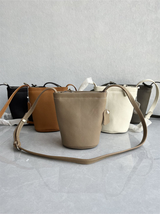 Foreign trade factory order high quality first layer cowhide bucket bag leather fashion versatile casual shoulder crossbody women's bag