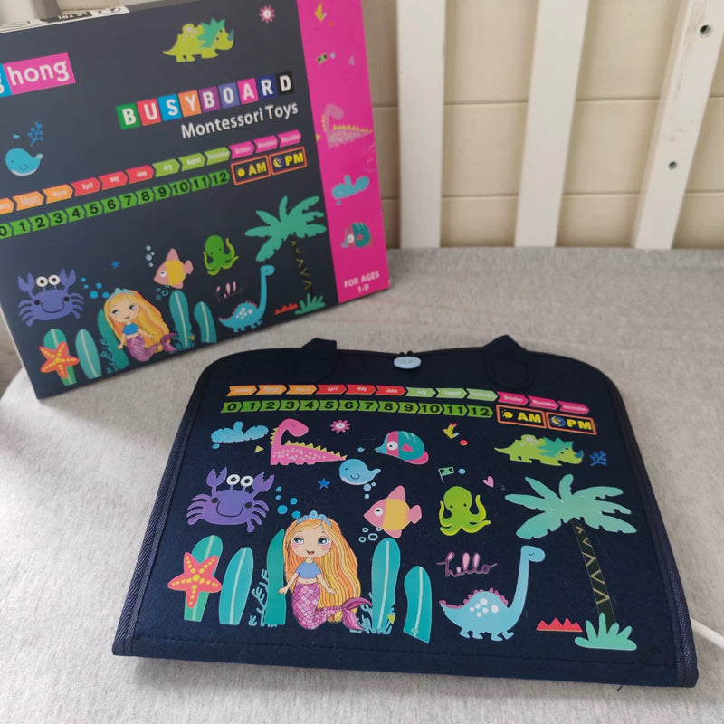 Montessori busyboard Xi dressing, toys, shoe-tying, storage bags, children's educational early education, fine motor life teaching aids