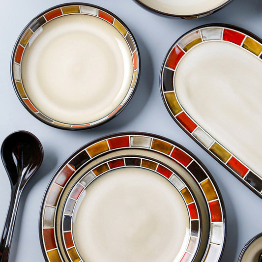 American Ceramic Plate Bowl Dish Plate Combo Home Steak Plate Creative Personality Plate Deep Dish Rice Bowl