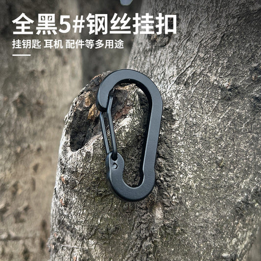 All Black No. 5 gourd shaped wire carabiner mini small spring buckle outdoor tent canopy hook