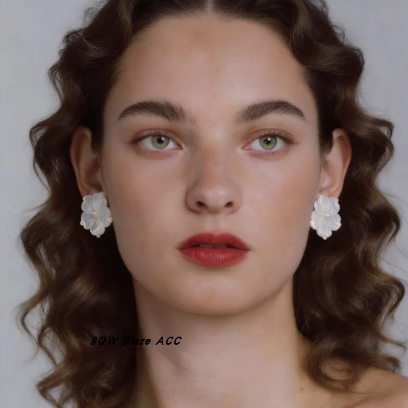 9QW spring gentle atmosphere earrings French elegant fritillary flower studs natural fritillary three-dimensional flower stud earrings