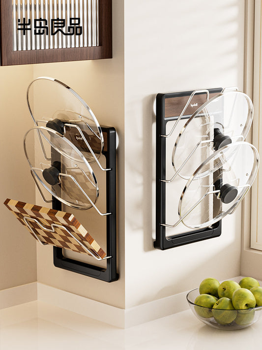 Suction cup pot lid rack no punching wall mounted pot lid placer kitchen multi-purpose storage rack multi-layer pot lid rack