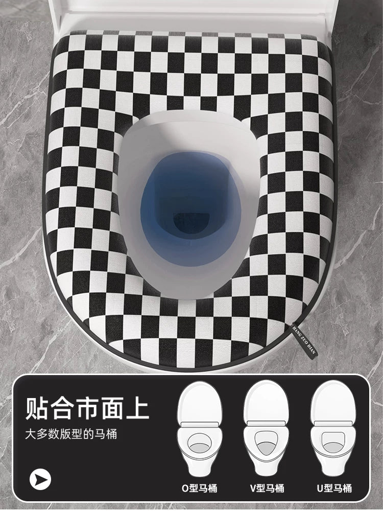 Retro style summer toilet cushion household mat universal zipper toilet cover waterproof toilet mat