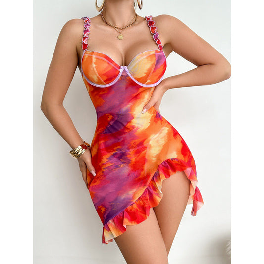 [Coco Witch] is colorful! Sexy see-through thin mesh lace mood steel brace pure desire pajama girl