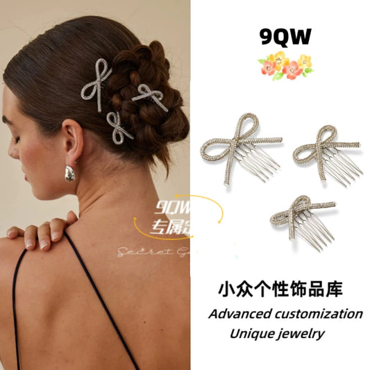 9QW updo style is lightweightless, resin diamond hollow tube hair comb hair accessories are versatile and simple and sweet headdresses