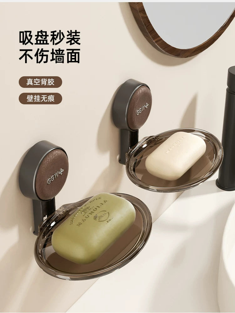 Suction cup soap box wall mounted no-punch home toilet soap shelf drain box student dormitory Y