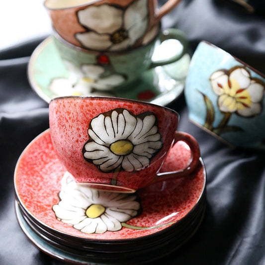 Creative Japanese coffee cups and saucers, household tea sets, tea cup sets, afternoon tea cups, juice cups, ceramic mugs, mugs