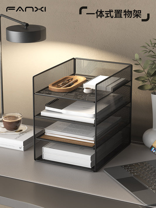 Desktop file storage rack integrated file shelf metal data shelf file frame office folder storage box bookshelf A4 file stationery encyclopedia desk shelf