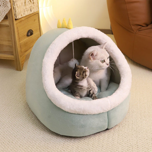 Removable and washable cat nest winter warmth and thickening closed sense of security cat house cat cradle house cat bed pet nest