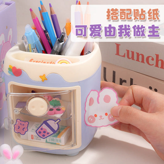 Student pig pig pen holder girl cute desktop storage box desk stationery makeup brush bucket multi-functional office pen holder office stationery storage bucket