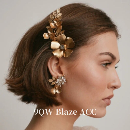 9QW foreign trade retro gold three-dimensional floral ornaments gilt floral hair accessories forest flower hairpin design accessories