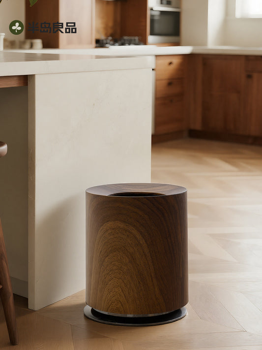Peninsula BESCO kitchen special walnut grain trash can for household light luxury high-end large capacity sanitary bucket without lid