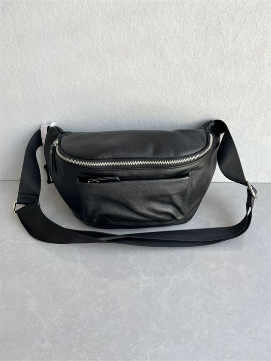 Foreign trade factory tail goods top layer cowhide women's chest bag casual simple fashion leather waist bag one-shoulder crossbody women's bag