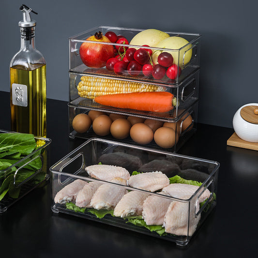 Refrigerator Storage Box Plastic Kitchen Drawer Organizer Frozen Food Grade PET Sealed Large Capacity Transparent Crisper Box