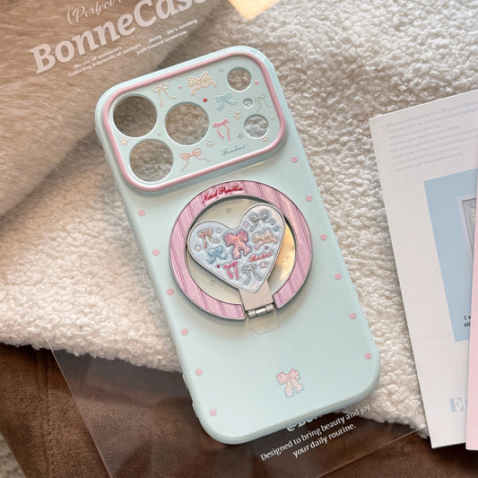 Glitter magnetic stand for iphone 16pro apple 17 phone case girls high appearance 13 bow 15
