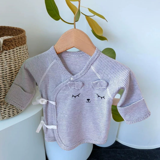 Newborn baby half-back clothes, spring and autumn cotton baby long sleeve A base top, monk clothes 0 one March clothes