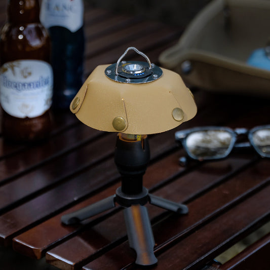Outdoor camping American vintage flower lampshade rainproof lamp cover hanging lamp reflector leather lampshade camping folding lampshade