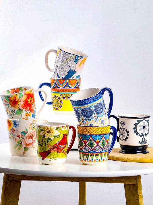 European and American mugs, household juice milk cups, large-capacity cups, personalized coffee cups, underglaze colored water cups