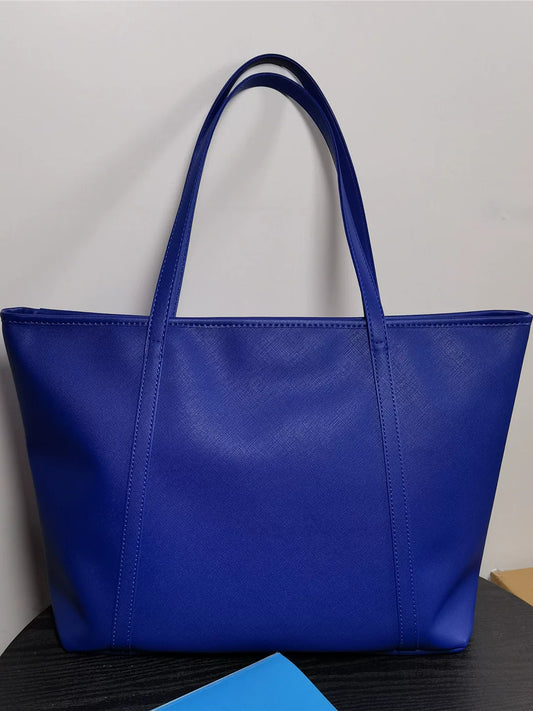 Klein blue tote bag women's large capacity commuter style handbag shoulder bag niche design blue bag foreign trade