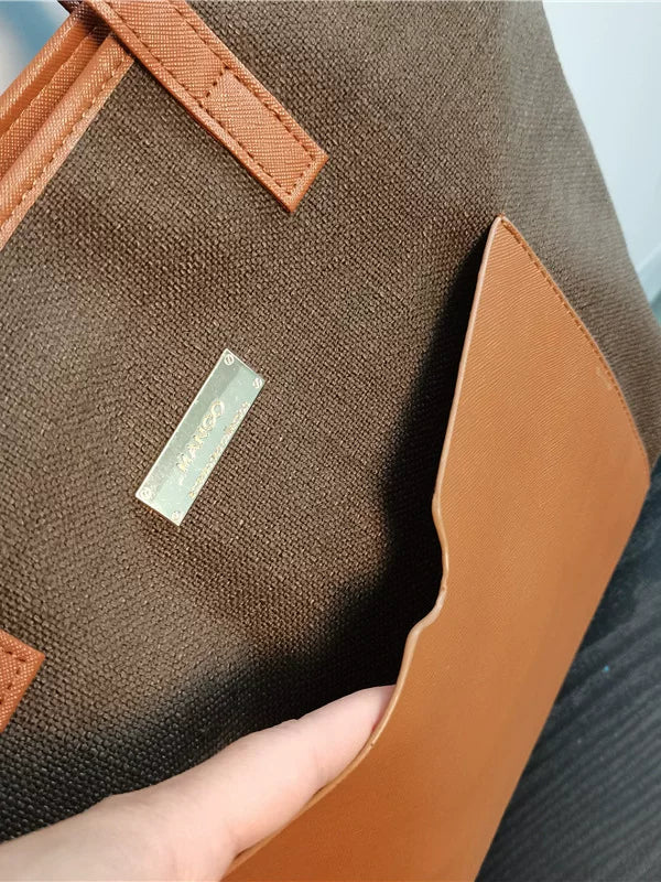 Small person thickened large capacity American canvas bag tote bag shoulder handbag for class commuting foreign trade bag