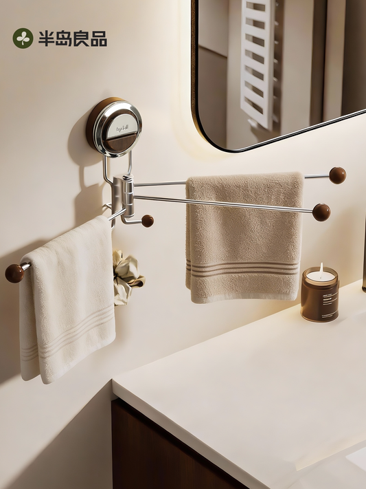 Bathroom rotating towel rack suction cup type no punching type bathroom wall hanging towel hanging rod toilet hair accessory shelf