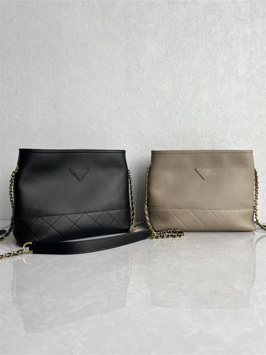Foreign trade tail goods high-quality natural drop head layer cowhide chain bucket bag fashionable and versatile casual one-shoulder crossbody women