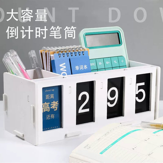 Office creative assembly desktop calendar pen holder student desk calendar multi-functional vertical diagonal stationery storage box simple and high-value ins style schedule planning office desktop stationery storage box