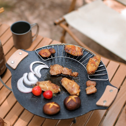 Outdoor stainless steel baking tray drain rack camping portable paper clip fixed frying oil filter semi-circular heat insulation rack