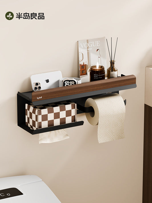 toilet toilet paper box toilet paper box toilet paper storage rack walnut punching free paper drawing paper roll paper holder hanger