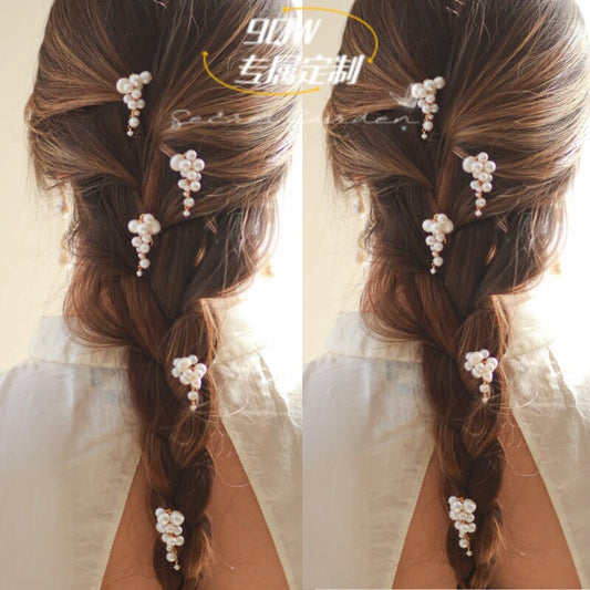 9QWins Explosive French Pearl Fringe Shape Photo Hairpin One-Word Clip Versatile Bangs Clip Side Clip Hair Accessories