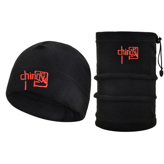 Chinese style autumn and winter cycling cold and frost protection mask polar fleece scarf black pullover hat