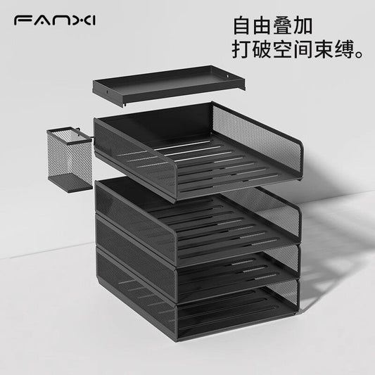 Desktop file shelf, multi-layer metal file frame, office storage shelf, folder shelf, office storage box, book stand