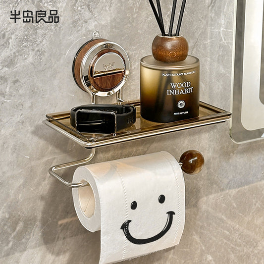Second-hand style suction cups, toilet paper boxes, toilet roll paper holders, non-perforated paper drawing, stainless steel wall-mounted shelves