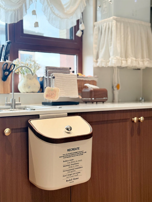 The second-hand kitchen trash can hanging household high-value large-capacity high-end 2024 new kitchen waste imitation wood grain bucket
