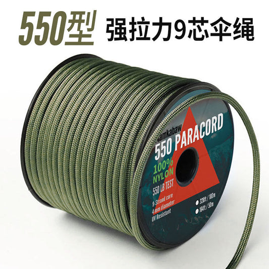 Outdoor 9 Core 4mm Paracord Camping Tent Wind Rope Canopy Paracord Braided Rope 550BL Load-Bearing Lifesaving