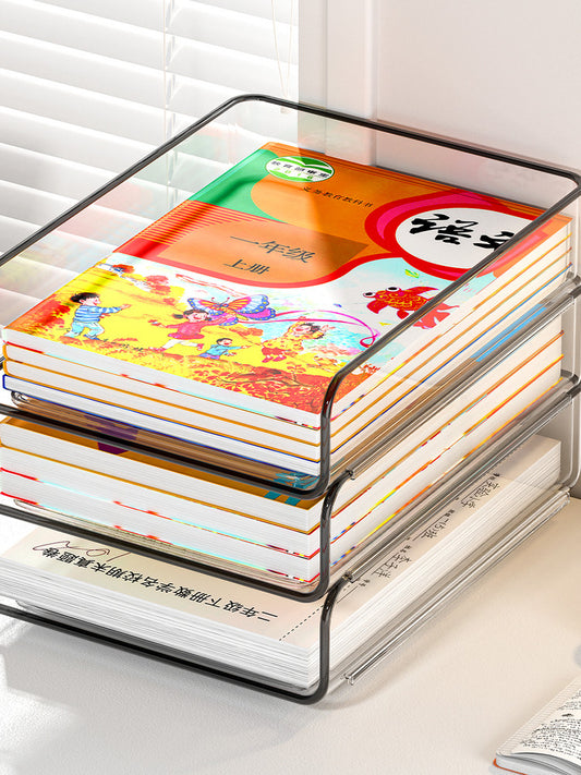 Transparent desktop file storage shelf, bookshelf, book, table, shelf, office, acrylic, a4 paper, finishing box
