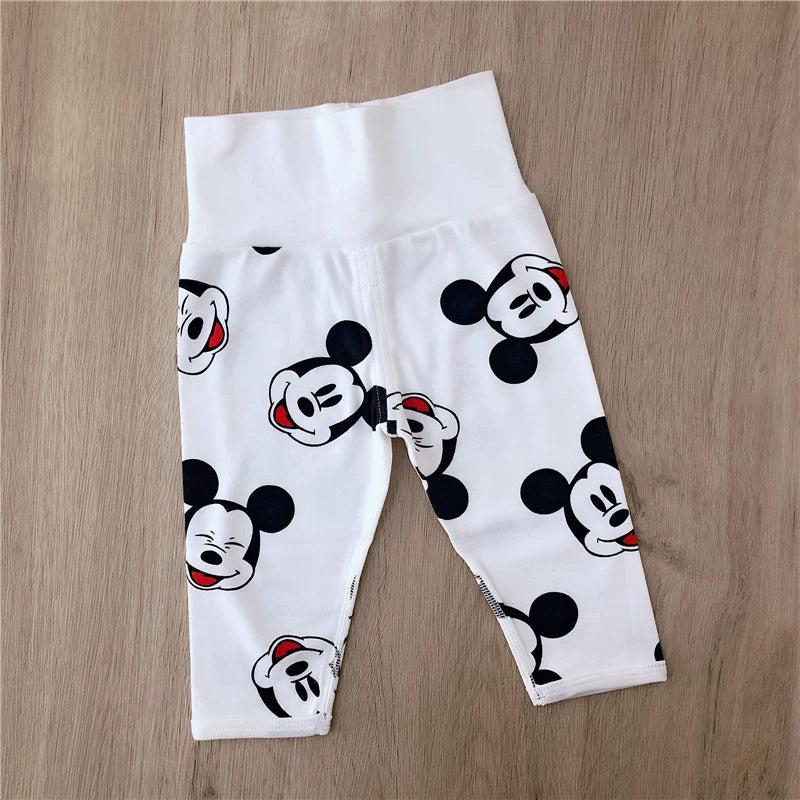 Newborn baby pants, spring and autumn pure cotton thin 0-3 month baby open pants, high-waisted belly protection leggings