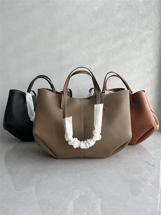High Quality Imported Cowhide Wing Bag Large Capacity Light Luxury Handbag Simple and Fashionable Handheld Commuter Shoulder Women's Bag