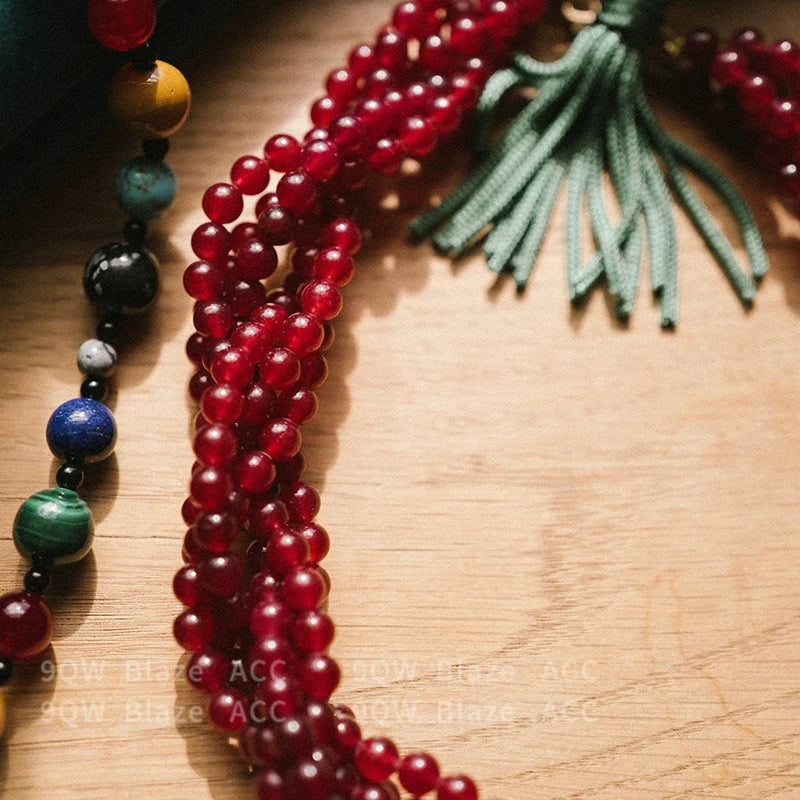 New Year's red necklace, high-end sense of light luxury, niche red natal year, multi-layered wearing necklace, collarbone chain, women's trend