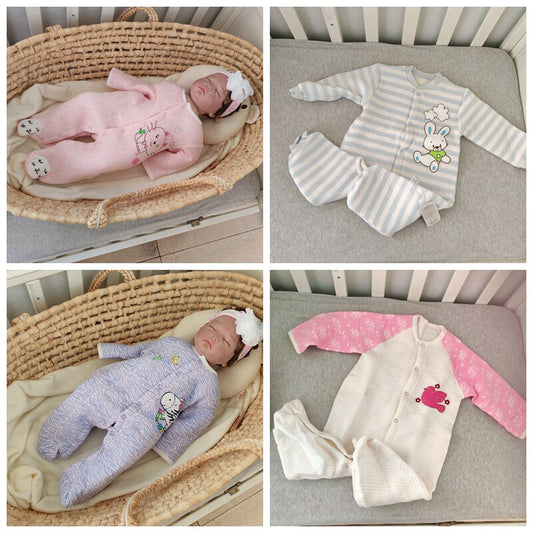 Mother and baby deficiency air layer Ha Yi infant and toddler jumpsuits, autumn and winter children's foot crawling clothes, warm jumpsuits