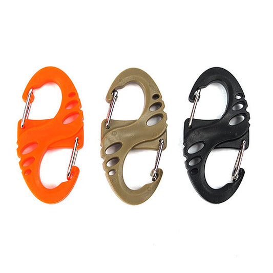 Tactical outdoor equipment, plastic steel, lightweight mini, small cut-out S-buckle, figure 8 buckle, hiking backpack, quick hanging keychain