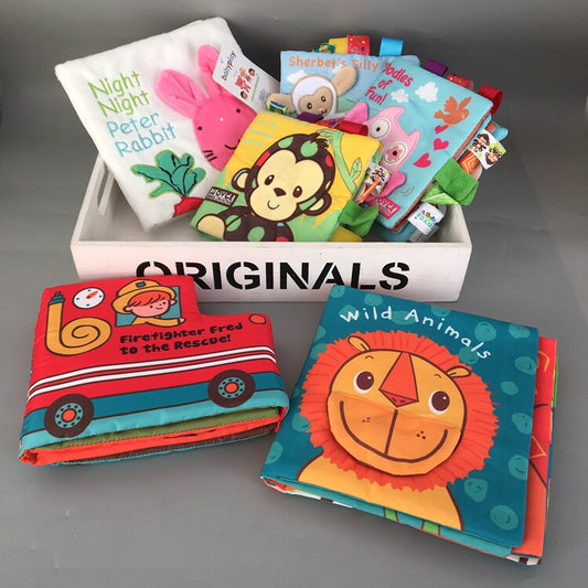 Baby cloth book fire engine English cloth book role reading early education enlightenment can not be torn children's book three-dimensional embroidery