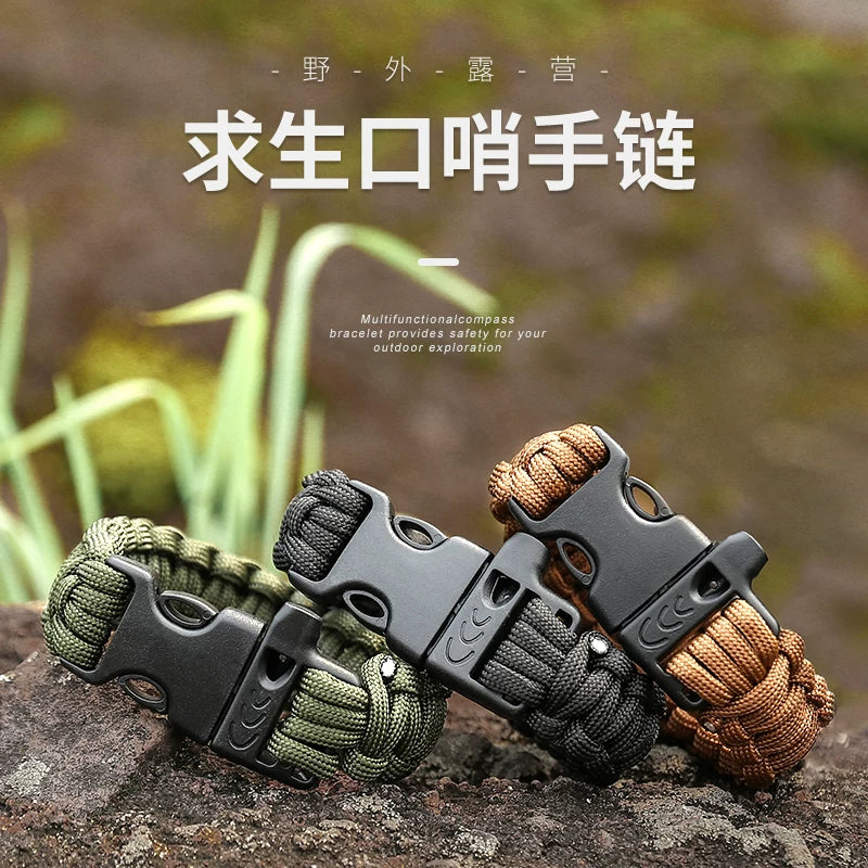 Outdoor survival whistle bracelet multi-functional hand-woven paracord wild survival outdoor mountaineering equipment bracelet