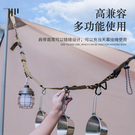 Outdoor multi-functional hanging rope clothesline with any black storage belt 24 holes sky curtain hanging rope hanging buckle storage rope