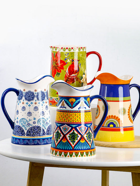 European and American creative cold water kettle, ceramic flower arrangement, vase, American underglaze color, large-capacity jug, personalized decorative ornaments