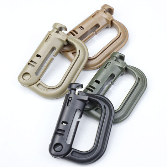6 pieces of D-shaped plastic steel quick buckle, safety buckle, auxiliary press type military fan tactical mountaineering buckle backpack hook