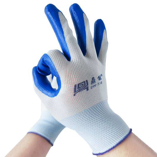13 pins nylon nitrile impregnated gloves latex breathable high elasticity construction maintenance oil-resistant construction machinery labor protection gloves
